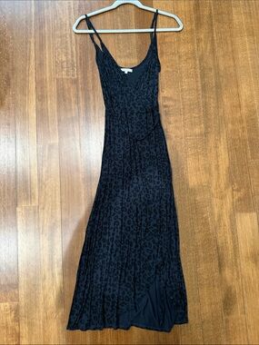 Z Supply Black Leopard-Print Slip Midi Dress